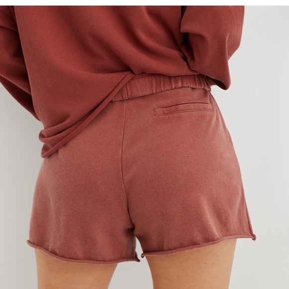 Aerie Sunrise High Waisted Shorts Red 